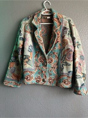 Vintage Painted Pony tapestry blazer jacket size M 100% cotton